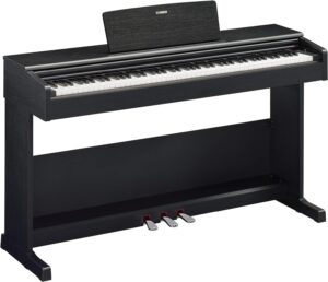Yamaha YDP-105 digital piano with 88 weighted keys, realistic sound, and a sleek wooden cabinet, perfect for home practice and beginners