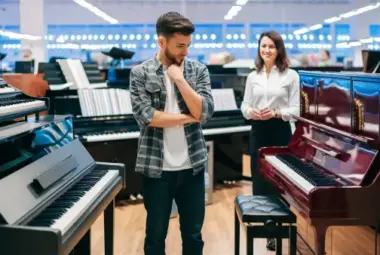Collection of keyboards and pianos, including digital pianos, stage pianos, and synthesizers, offering versatile features and rich sound for musicians of all levels