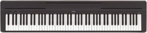 Beginner Piano: Yamaha P45 digital piano with 88 weighted keys, compact design, and built-in speakers, ideal for beginners and home use.