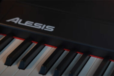 Collection of Alesis keyboards featuring various models with touch-sensitive keys, built-in speakers, and a variety of sounds, ideal for beginners and professionals