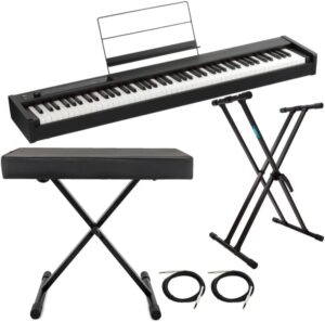 Korg D1 digital piano with 88 weighted hammer-action keys, compact and portable design, ideal for stage and practice use