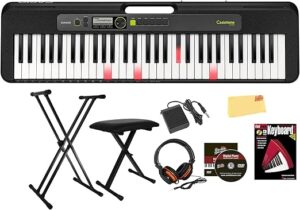 Casio LK-S250 portable keyboard with 61 light-up keys, built-in speakers, and a compact design, perfect for beginners and learning musicians