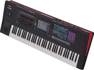 Roland Fantom 7 synthesizer with 76 weighted keys, advanced sound engine, and sleek design, ideal for live performances and studio work