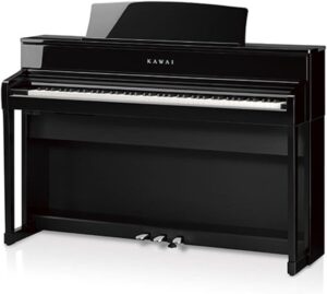 Kawai CA701 digital piano with 88 weighted keys, sleek wooden cabinet, and advanced sound technology, ideal for home use and performances