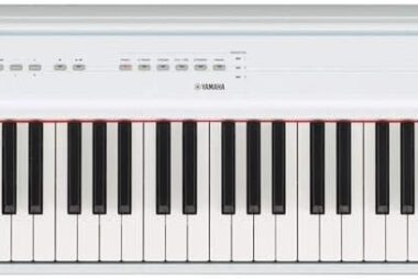 Yamaha P-125 digital piano with 88 fully weighted keys, slim design, and built-in speakers, ideal for practice and performance
